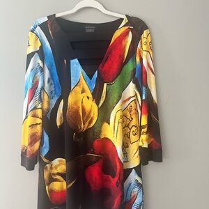 Eva Varro Yellow and Red Graphic Cut Out Blouse